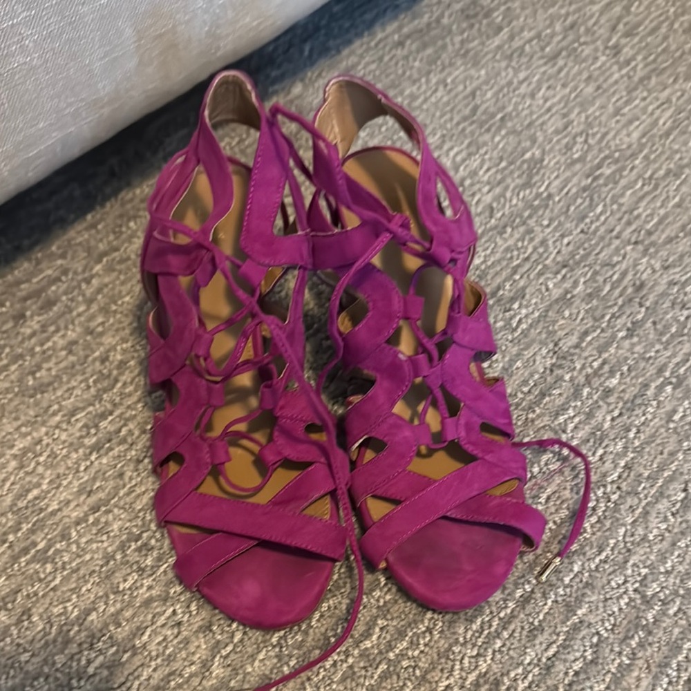 Purple Strappy Block Heel Sandal